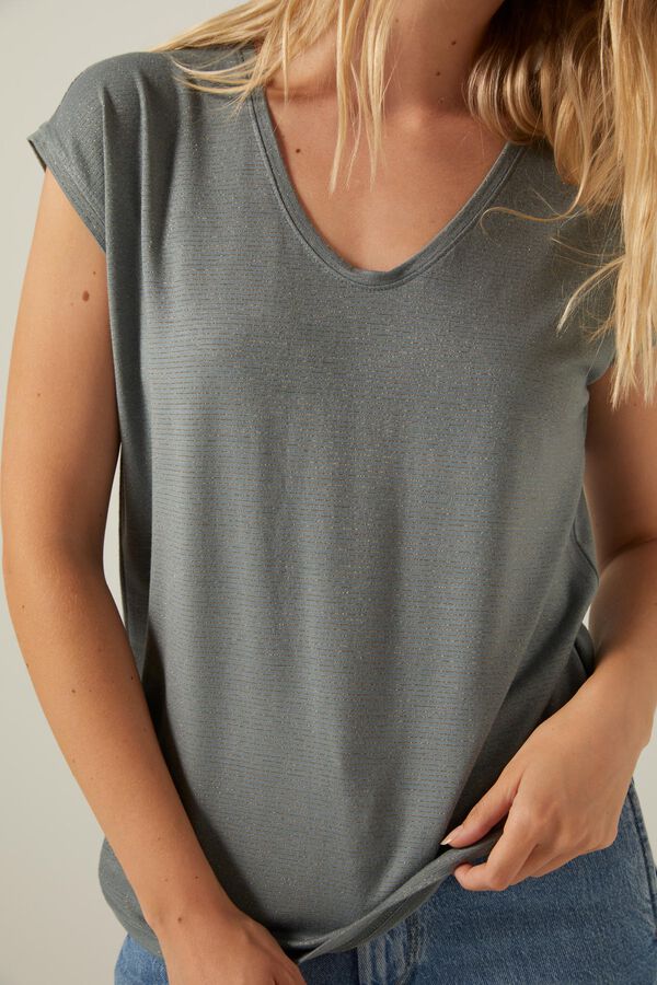 Springfield Essential lurex short-sleeved T-shirt gray