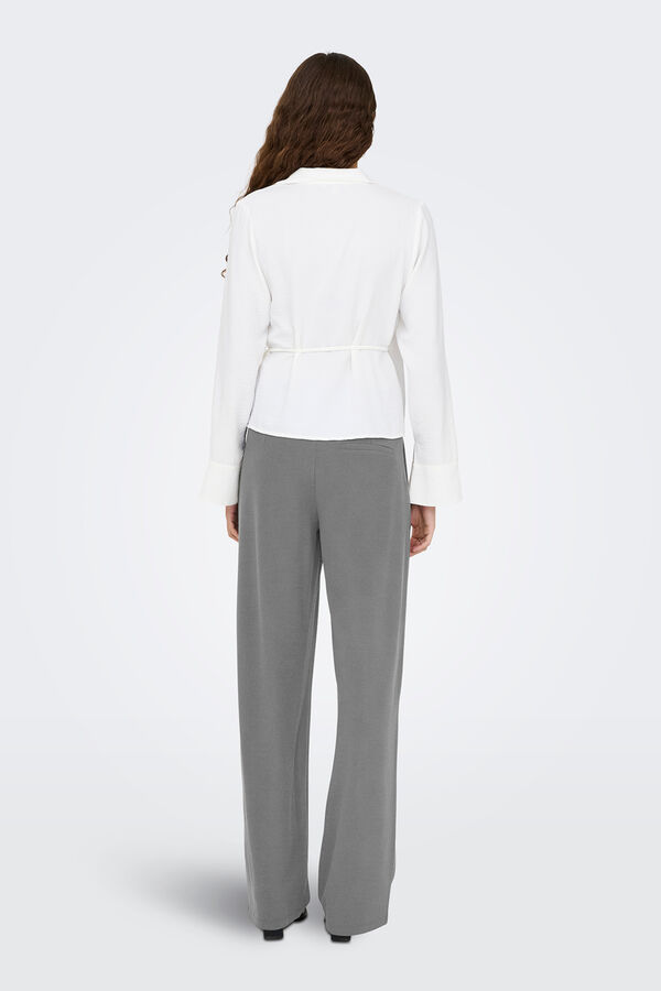 JDY Wide-leg long trousers gris