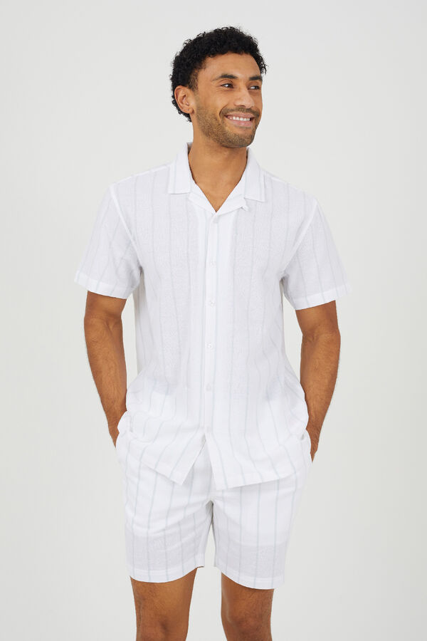 Brave Soul Striped short sleeve shirt white
