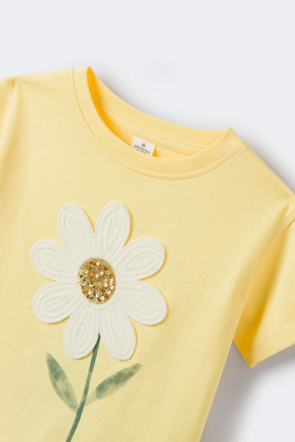 Springfield Majica sa heklanom belom radom za devojčice žuta
