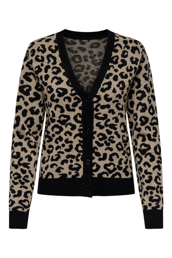 Only C&aacute;rdigan animal print negro