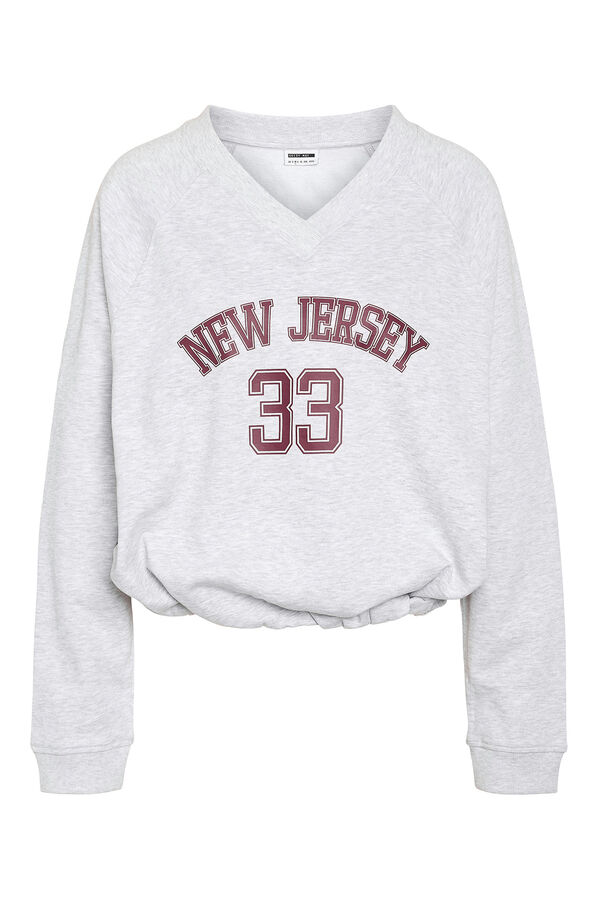Noisy May Sweatshirt mit V- Ausschnitt Grau