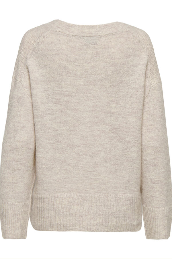 JDY Jersey cuello pico beige