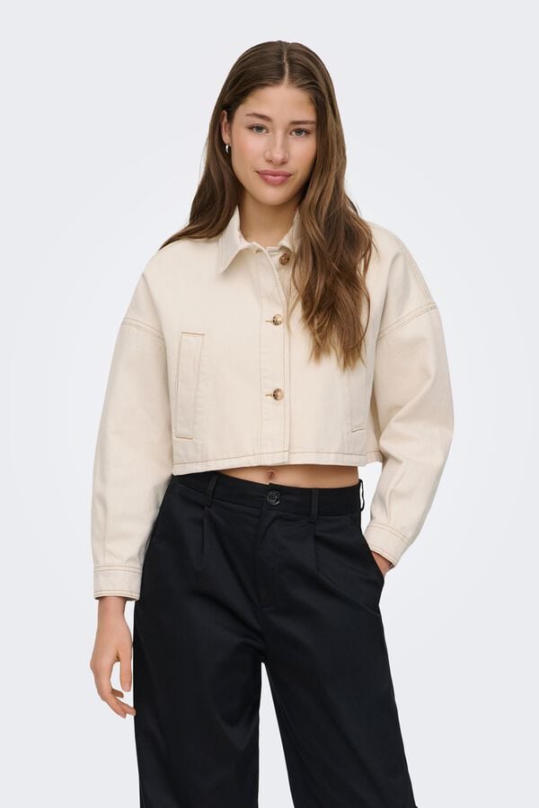 Only Cazadora corta vaquera beige