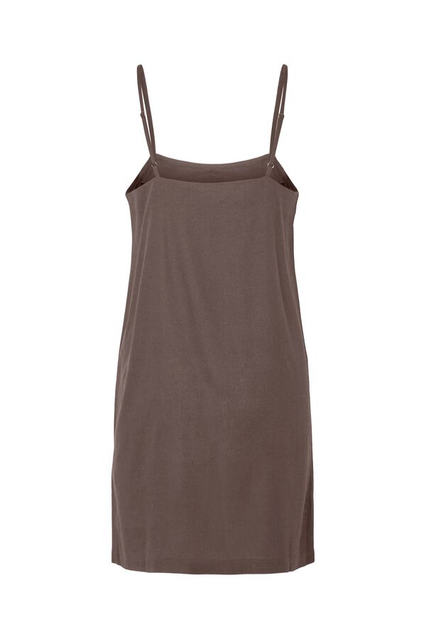 Pieces Linen short dress with straps nude