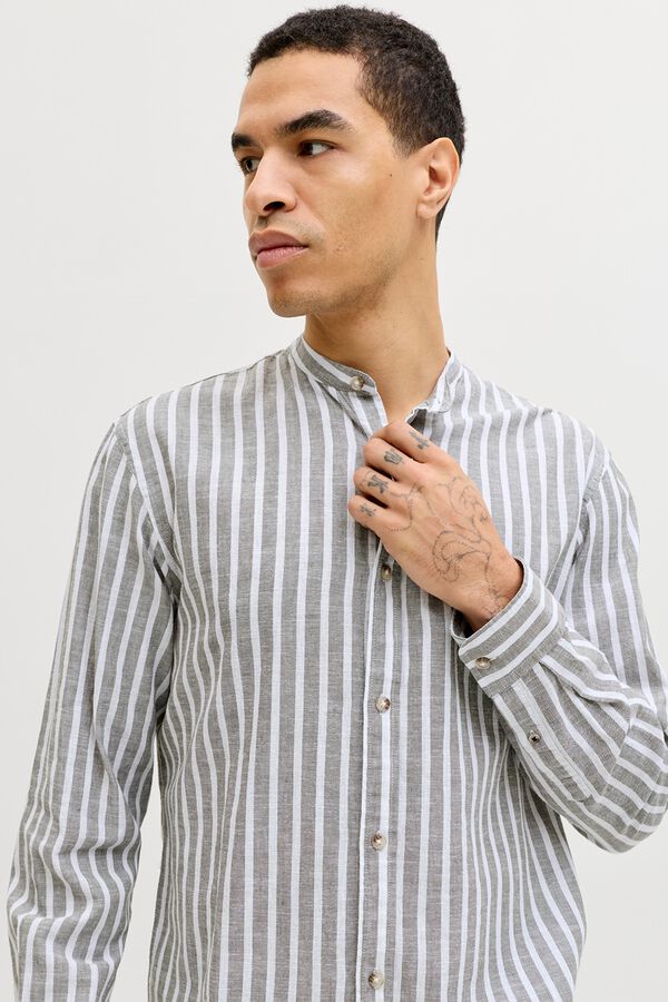 Jack & Jones Mandarin collar regular fit shirt grey
