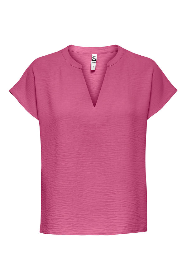 JDY Blusa de linho manga curta rosa