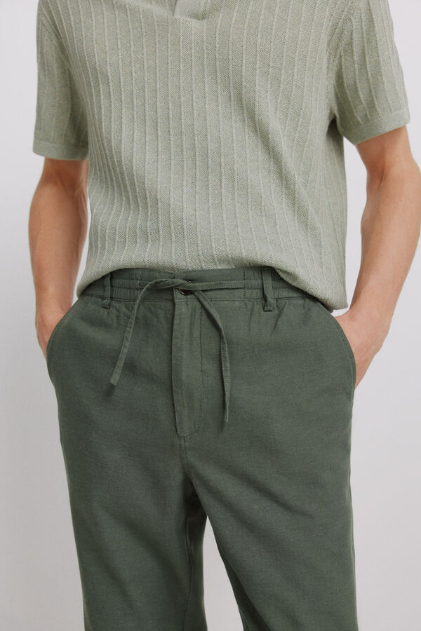Springfield Linen comfort fit chinos printed