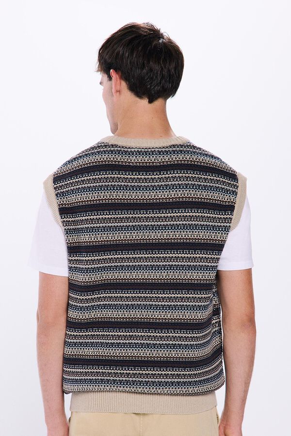 Springfield Two-tone textured jumper brown