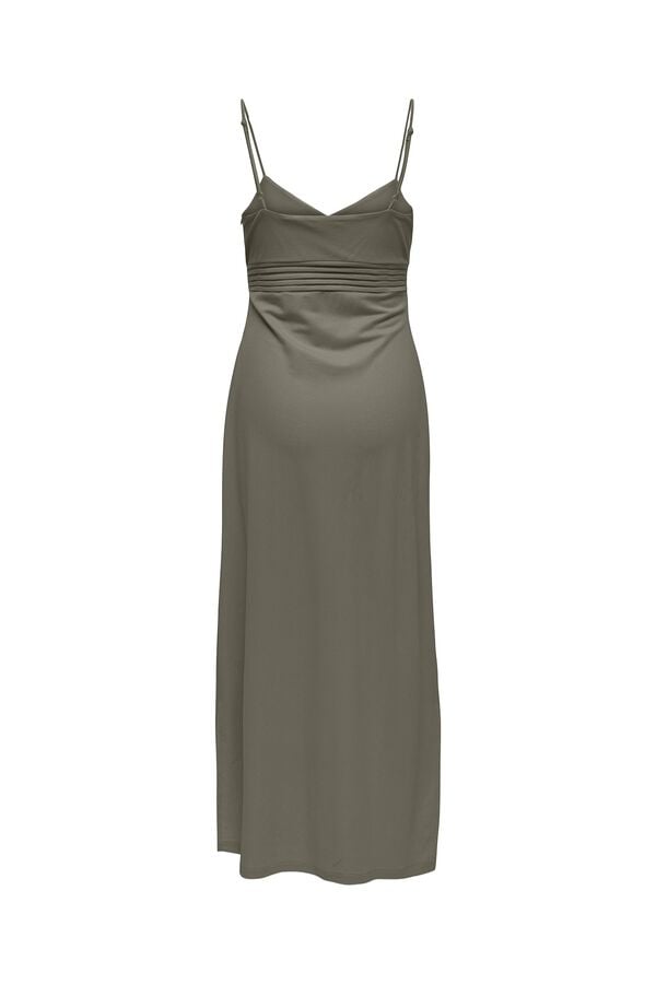 Only Vestido largo de tirantes kaki