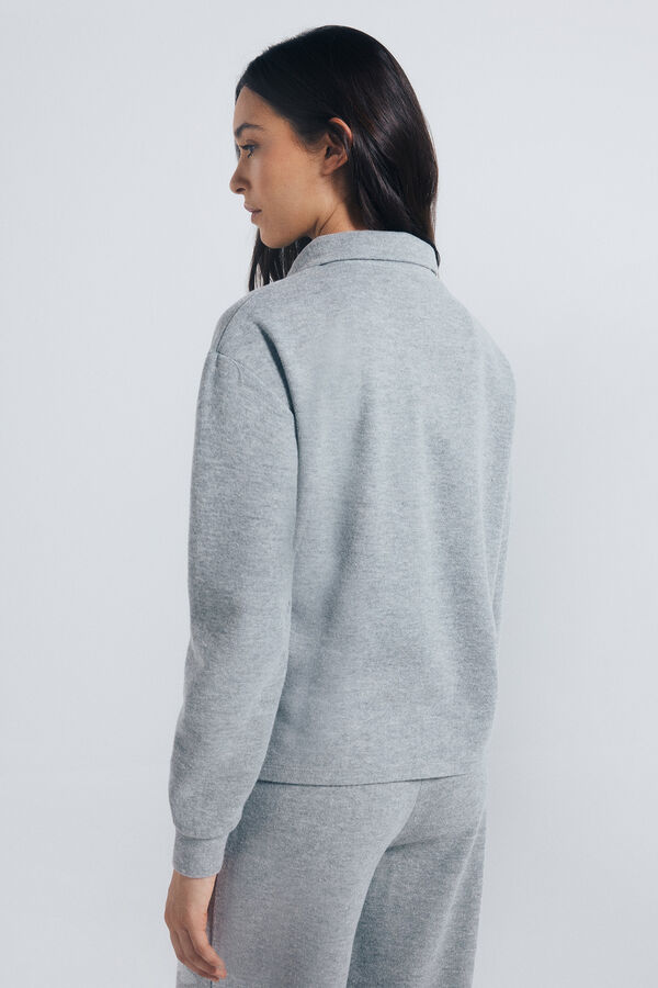 Springfield High neck sweatshirt with zip fastening grey