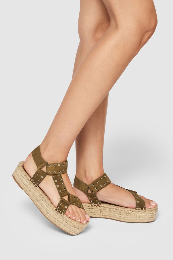 Springfield Suede wedge sandals | Pepe Jeans green