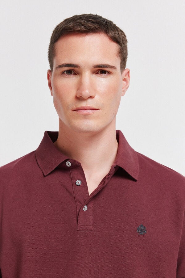 Springfield Piqu&eacute; contrast cuff slim fit polo shirt printed