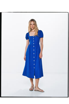 Springfield Midi dress with buttons and crossed back petrol