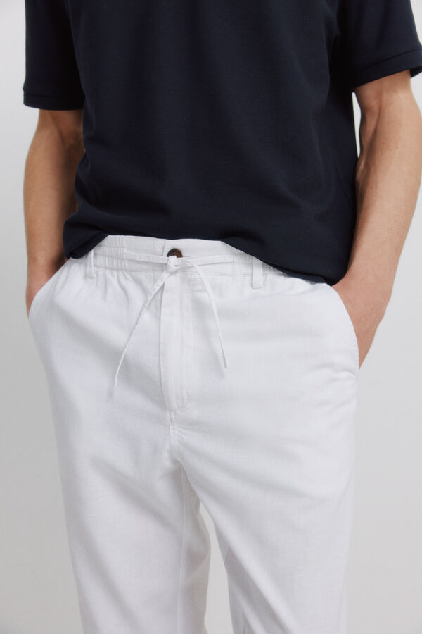 Springfield Linen comfort fit chinos white