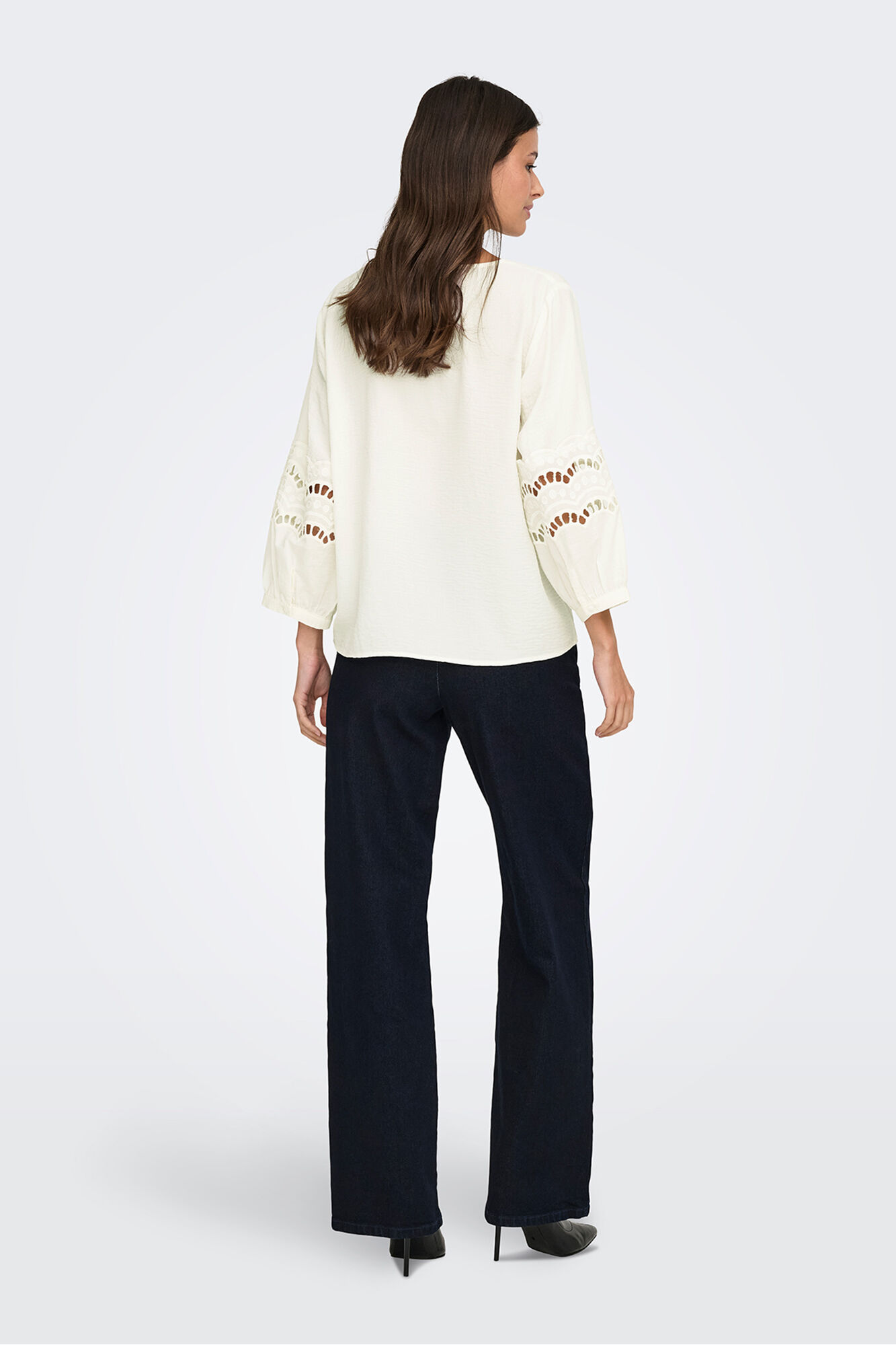 JDY Blusa manga 3/4 encaje