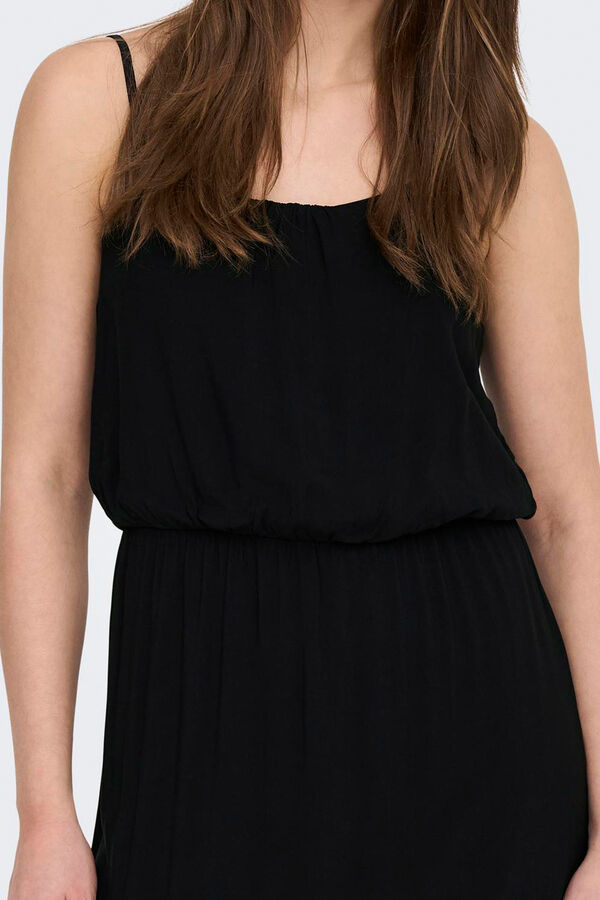 Only Vestido largo de tirantes regulables negro