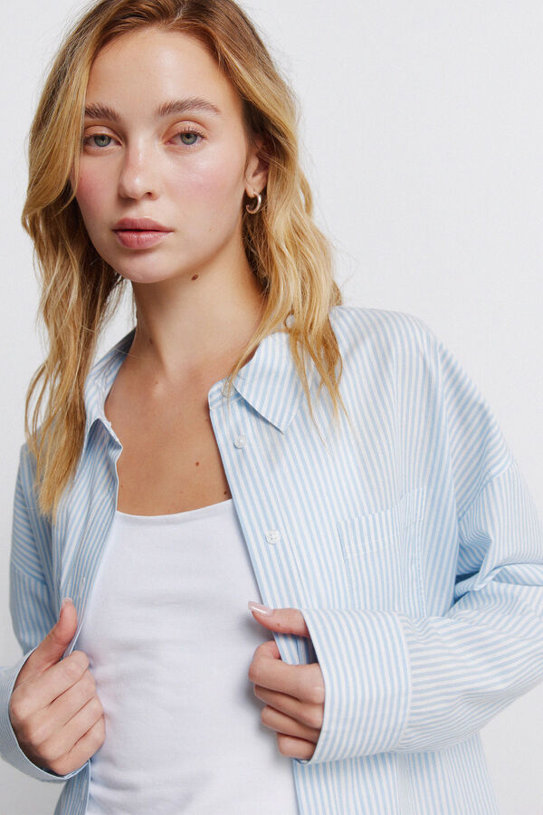 Springfield Striped oversize shirt blue