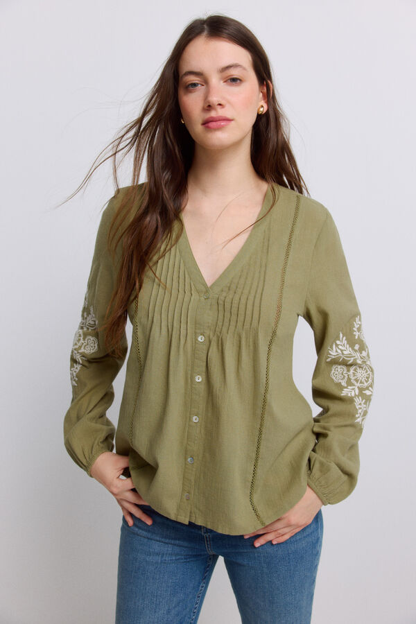 Springfield Embroidered romantic blouse printed