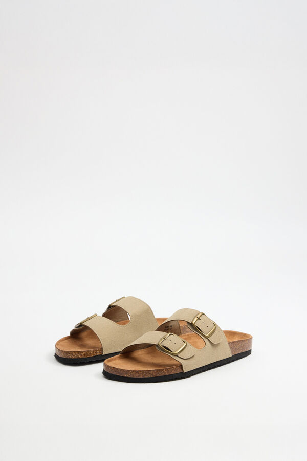 Inside Double buckle bio sandals brown