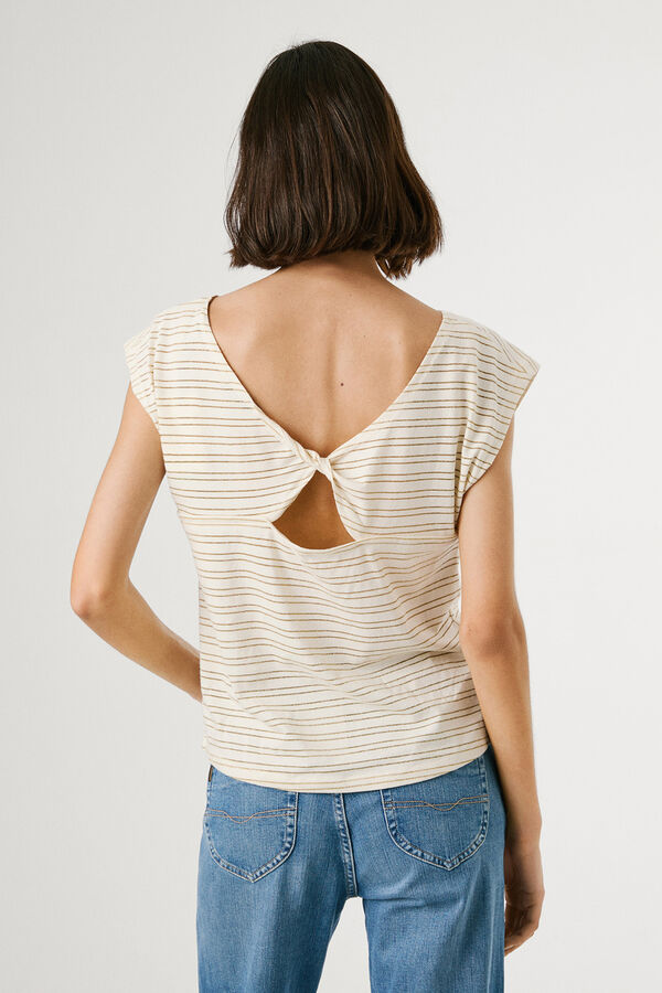 Pepe Jeans short sleeve striped T-shirt with back slit printed