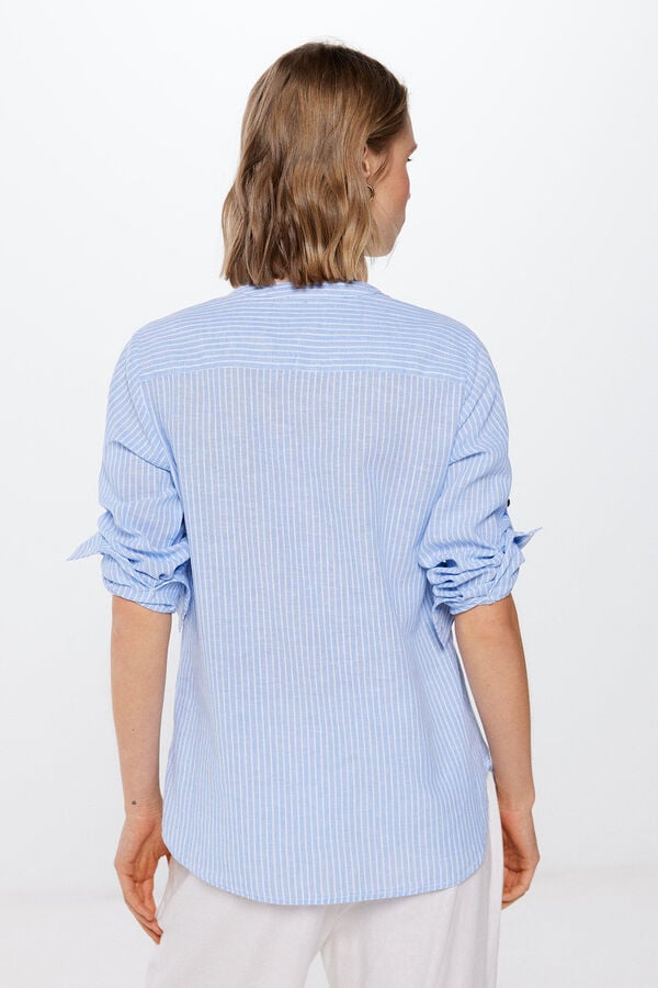 Springfield Linen/cotton utility blouse blue mix