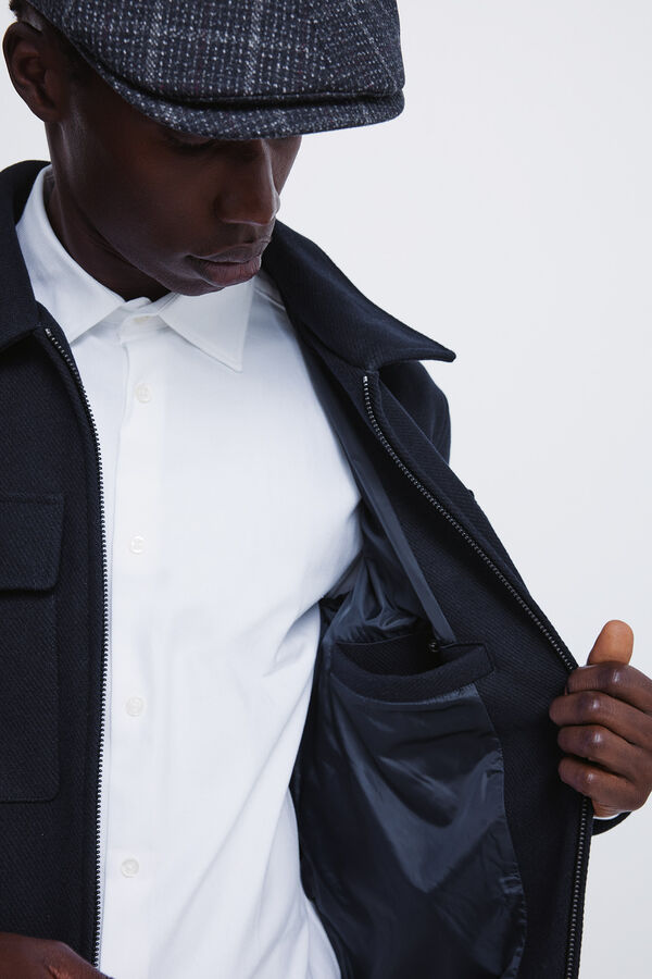 Springfield Wool blend shirt jacket blue