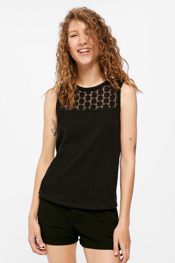 Springfield T-shirt Lace Círculos preto