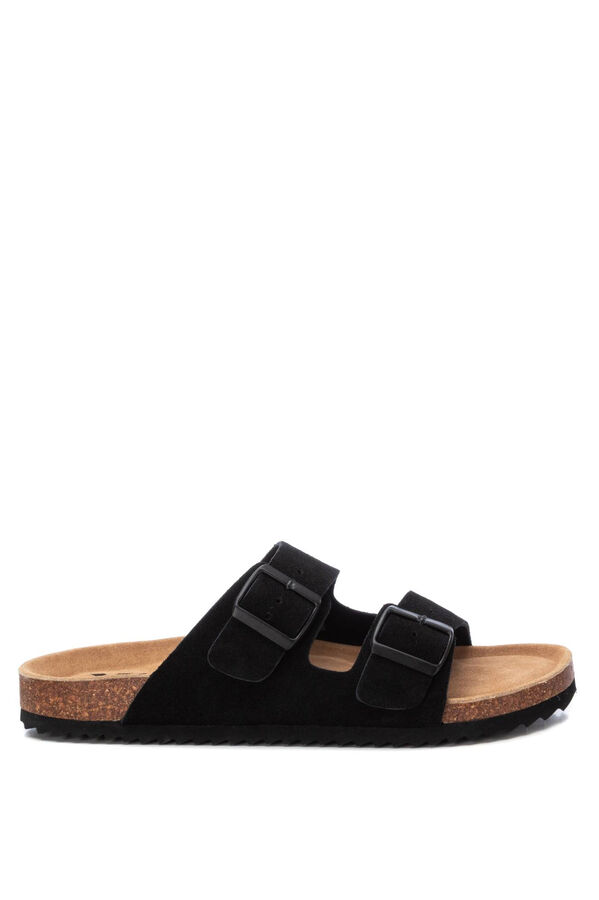 XTI Split leather buckle sandal black