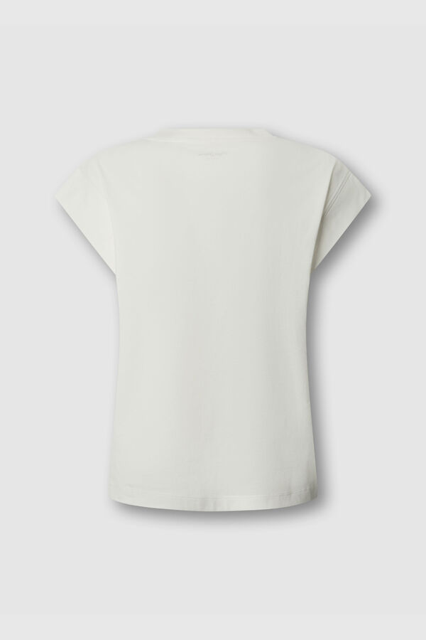 Pepe Jeans Camiseta sin mangas con logo marfil