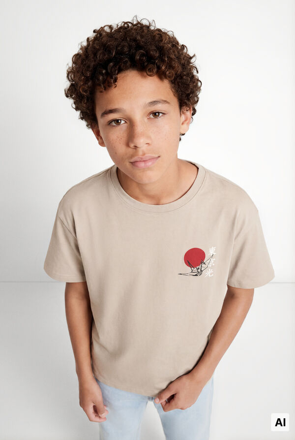 Springfield Kids Camiseta manga corta Monte Fuji ni&ntilde;o nude