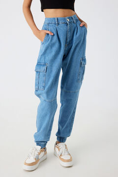 Springfield Mom cargo jeans bleu indigo