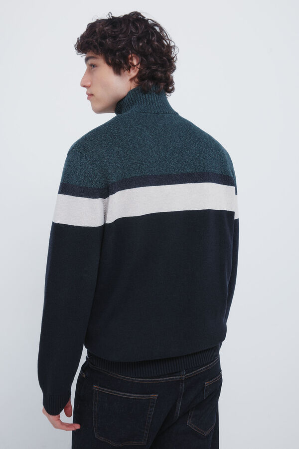 Springfield Color block zip fastening jumper green