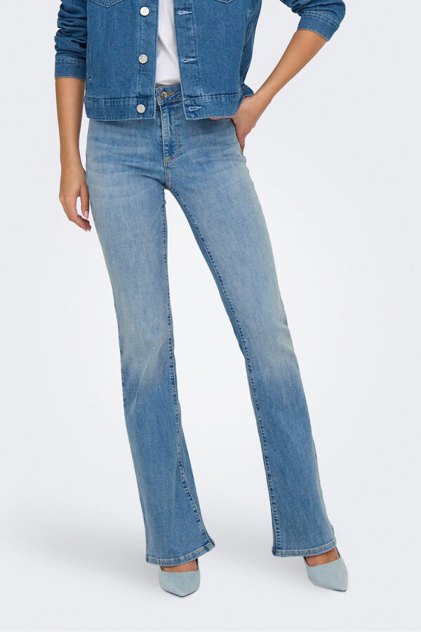 Only Jeans Flared Tiro Medio azul