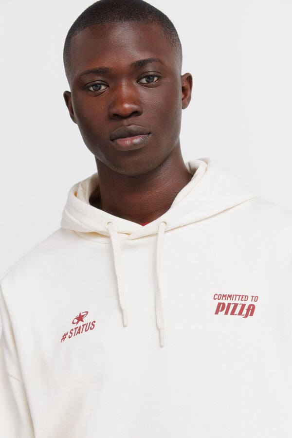 Springfield Pizza print hooded sweatshirt white