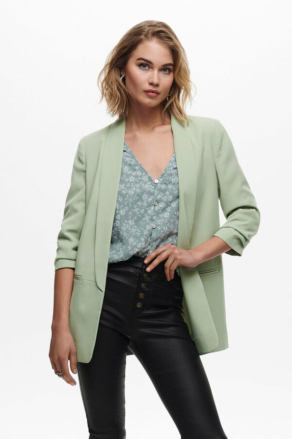 Only Blazer de manga a 3/4 com lapelas bege
