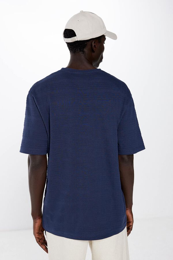 Springfield T-Shirt Streifen Piqué blau