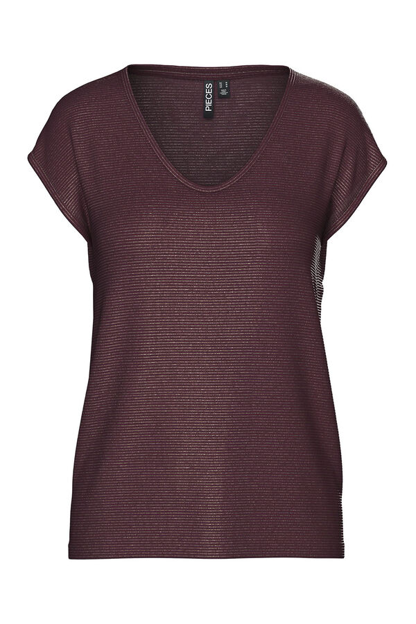 Pieces Lurex V T-shirt red