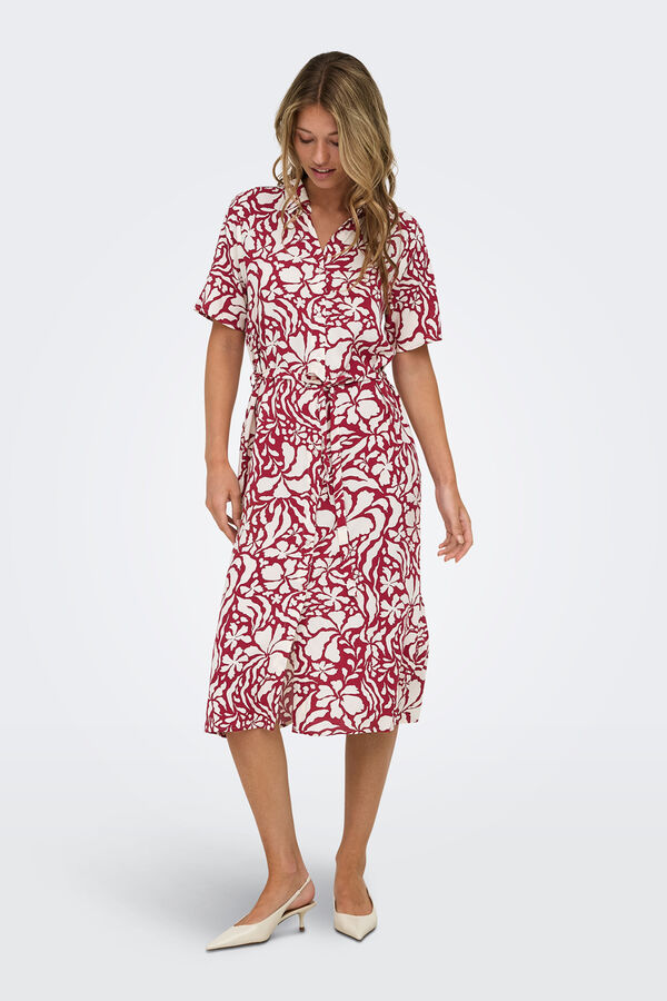 Only Hemdblusen-Midikleid Rot