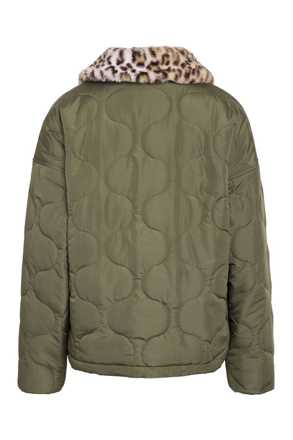 Noisy May sobretudo acolchoado com estampa animal verde