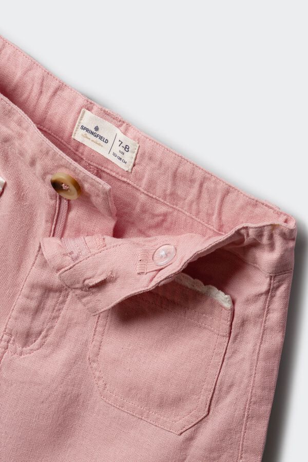 Springfield Kids Cal&ccedil;&otilde;es de linho para menina rosa