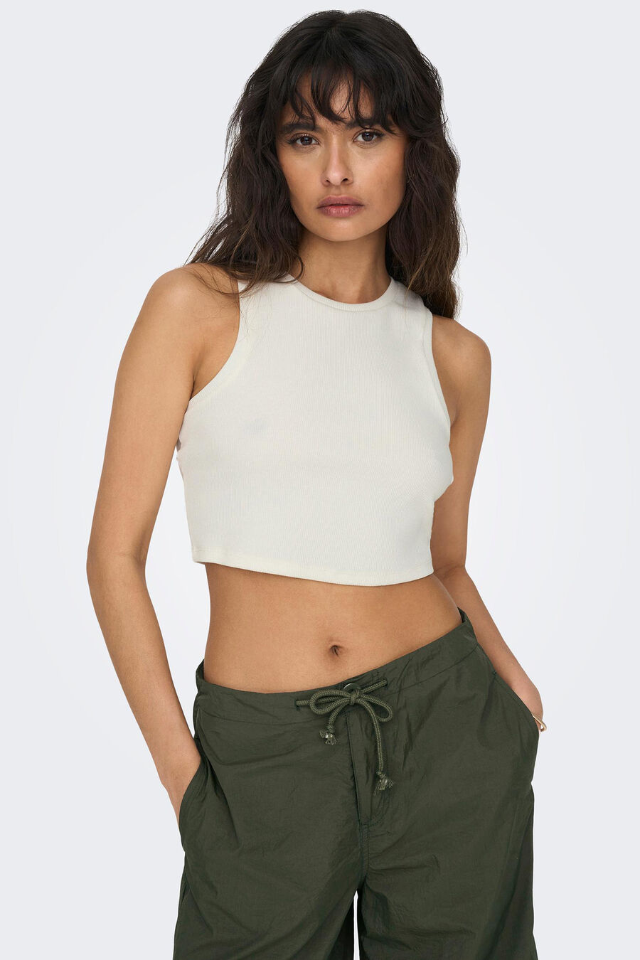 Top canalé cuello halter