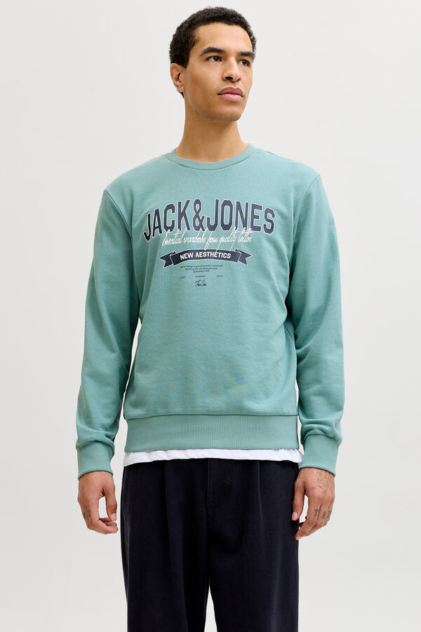 Jack & Jones Sudadera logo grande turquesa