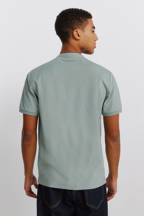 Springfield Piqu&eacute; Henley slim fit polo shirt green