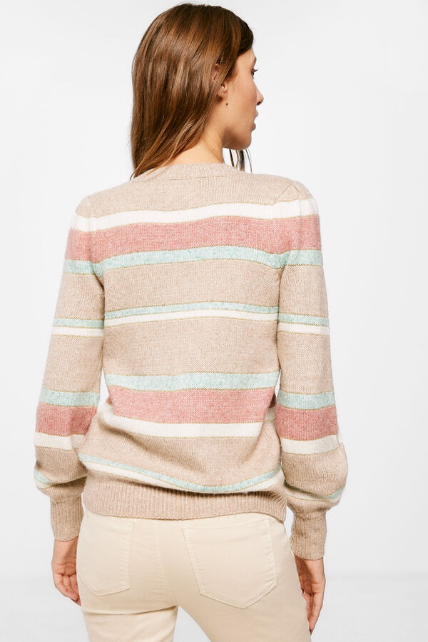 Springfield Prugasti vuneni pulover od lureksa ružičasta