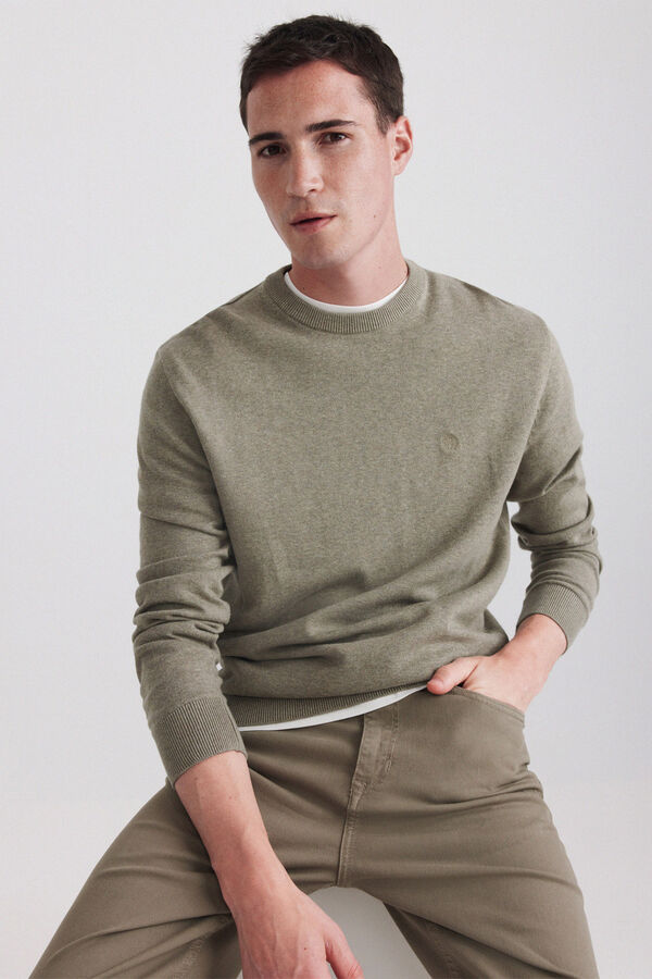 Springfield Basic round neck jumper beige