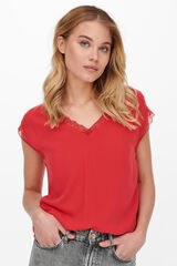 Only Short-sleeved lace blouse burgundy