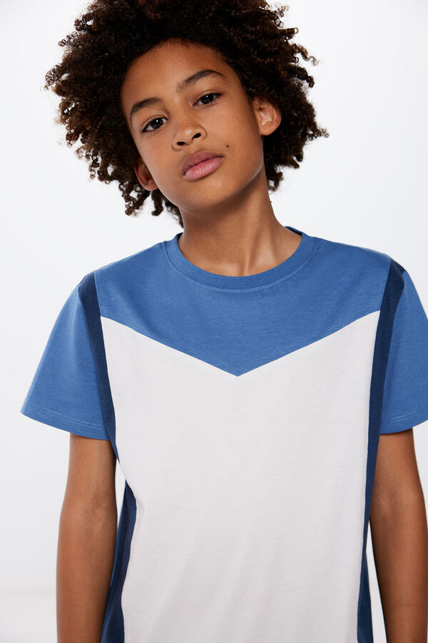Springfield Camiseta color block niño estampado azul