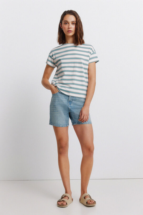 Springfield Striped double cotton T-shirt printed