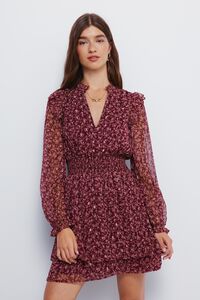 Springfield Vestido curto estampado com saia dupla camada